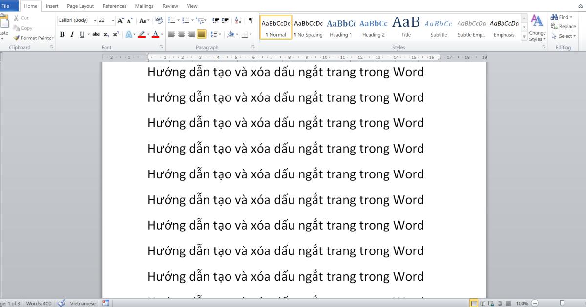 Hướng dẫn tạo ngắt trang trong Word